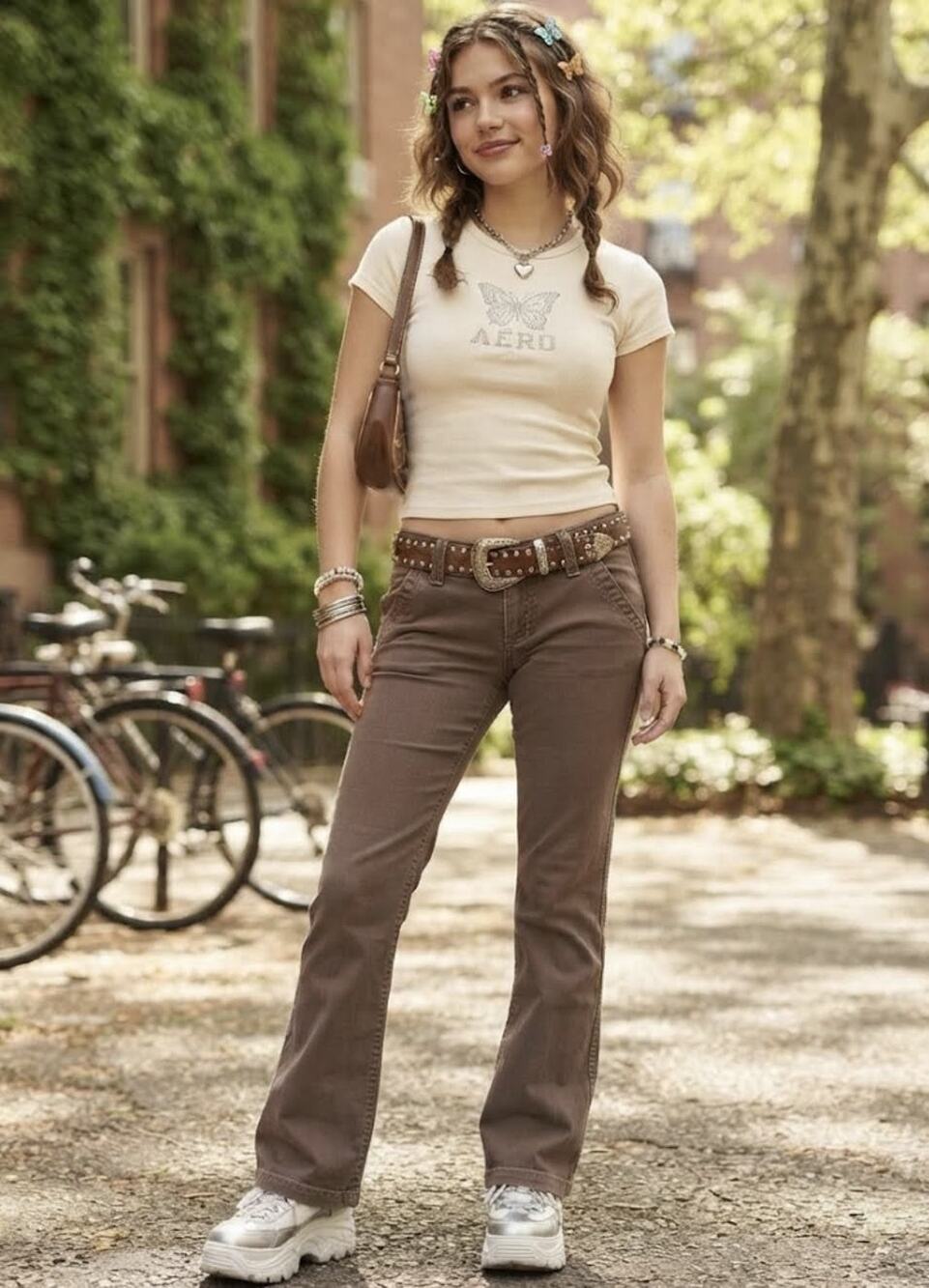 Aeropostale Women's Brown Low Rise Bootcut Jeans Size 5/6 Regular Y2K Aesthetic